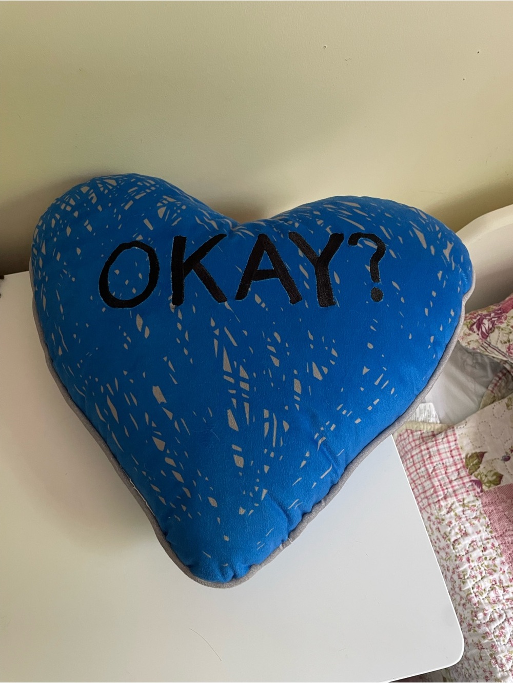 Okay? Okay. Fault in our stars blue heart pillow